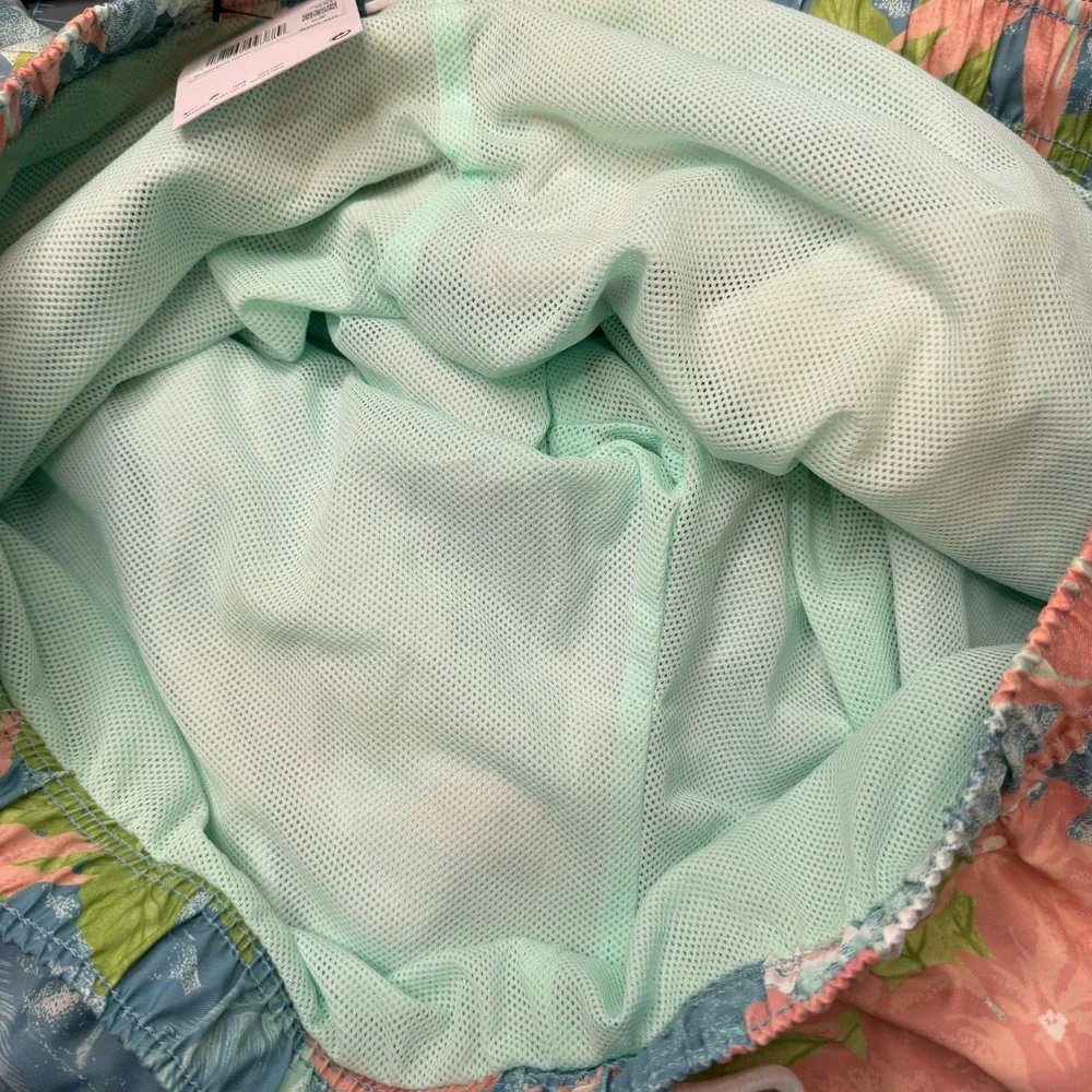Nike Sportswear Mens Tropical Floral Swim Trunks Blue Peach Green Floral XL